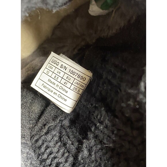 UGG Australia 10 Cassidee Short Suede Leather Knit Black Sheepskin Boot 1007690 - Picture 5 of 9